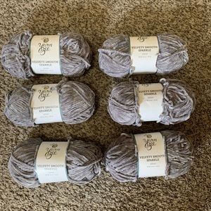 Yarn Bee Velvety Smooth Sparkle Yarn-Silver -5 Skeins left . 6 shown